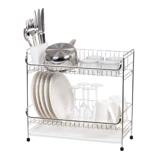 IRIS® 17" Stainless Steel 2-Tier Dish Rack